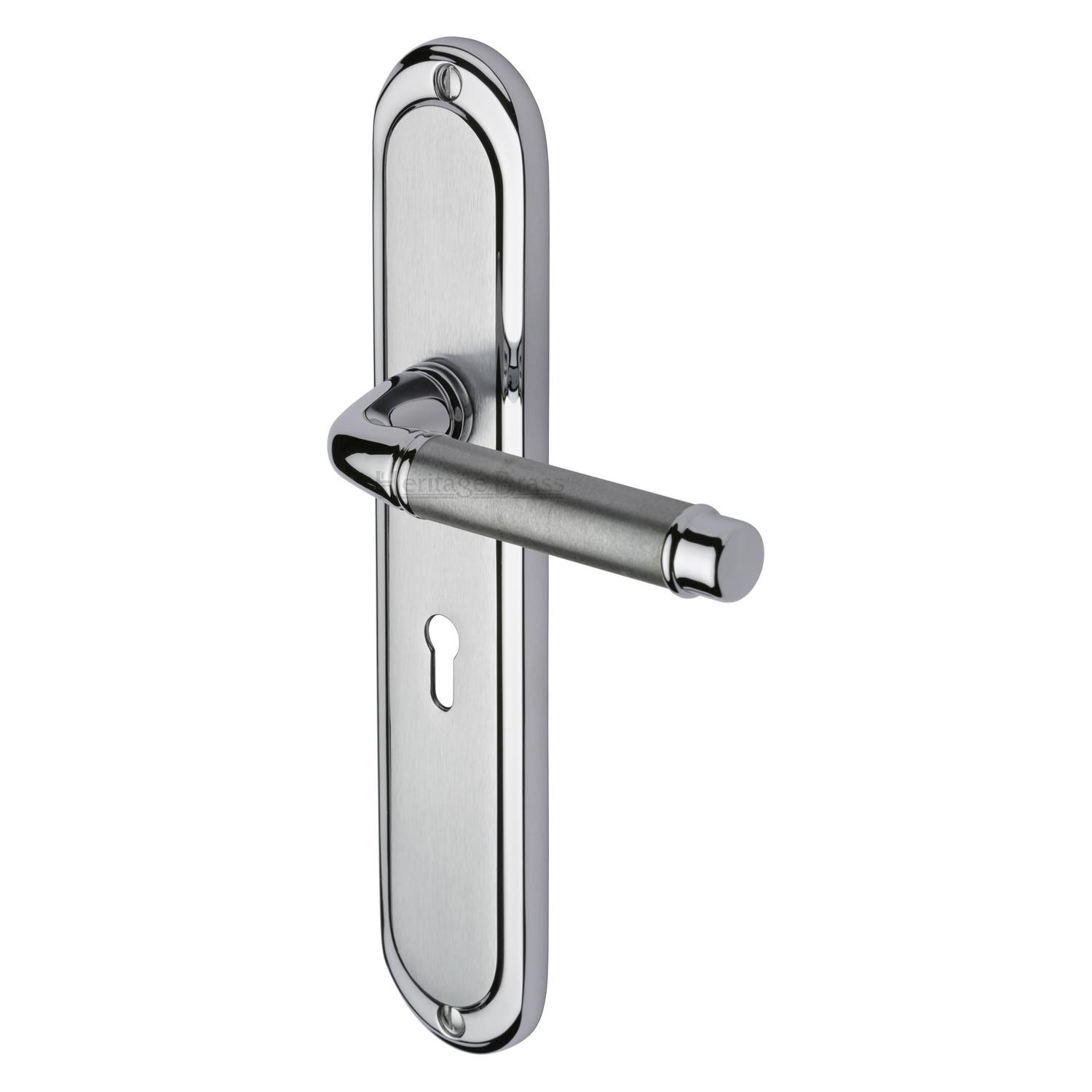 Heritage Brass Door Handle Lever Lock Saturn Long Design