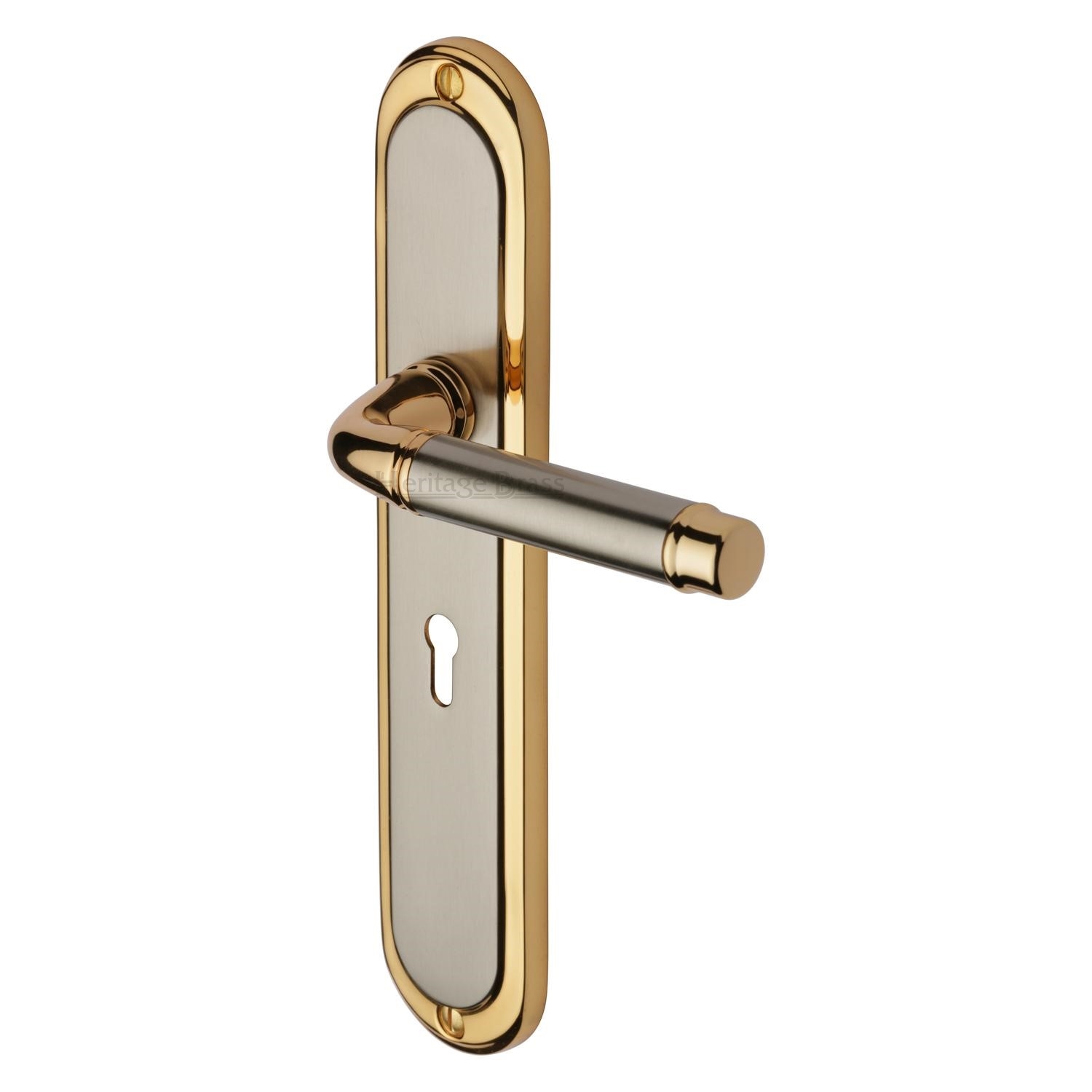 Heritage Brass Door Handle Lever Lock Saturn Long Design