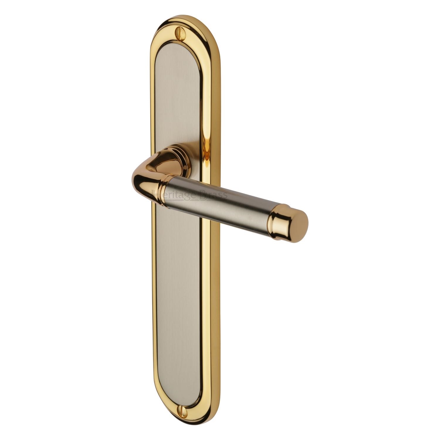 Heritage Brass Door Handle Lever Latch Saturn Long Design