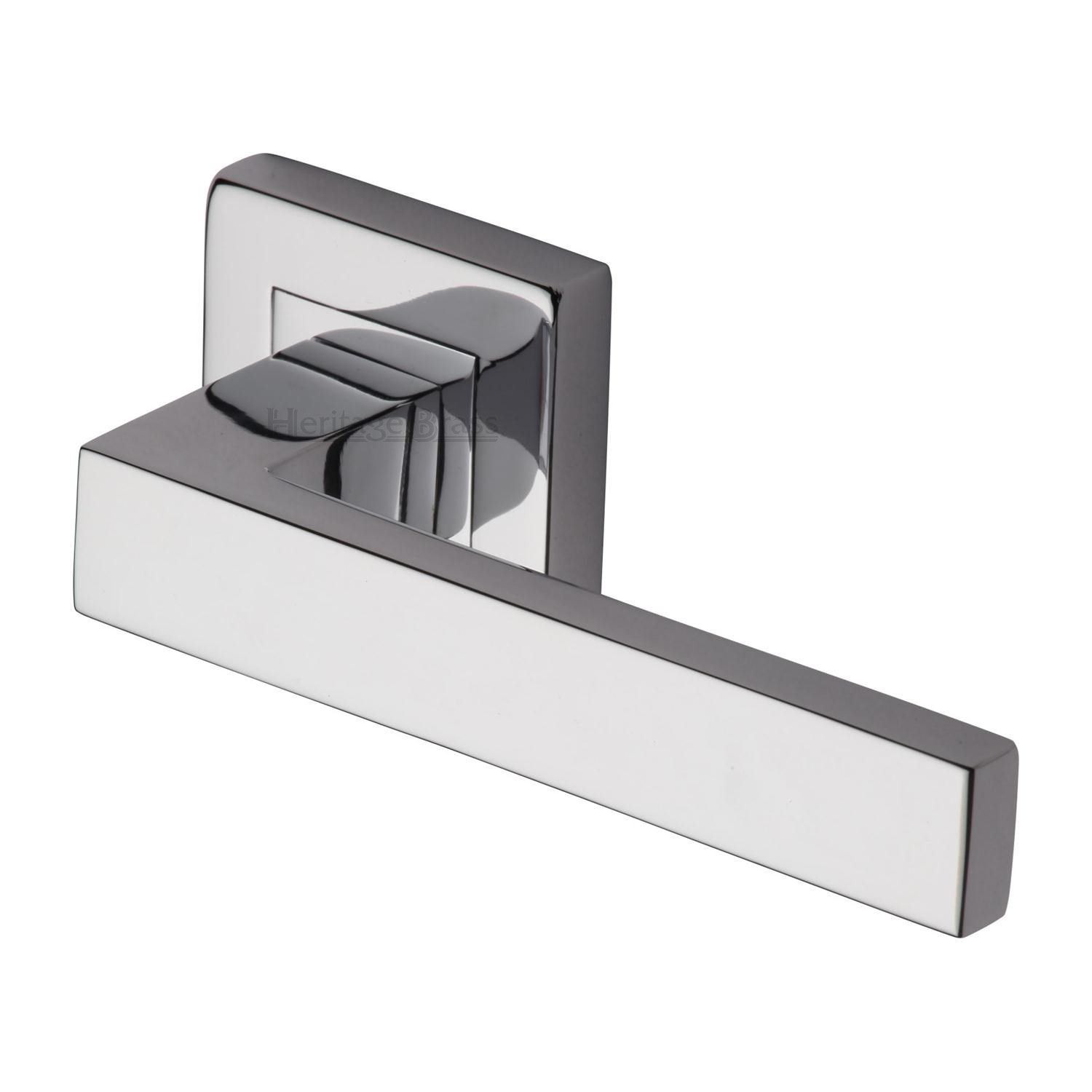 Heritage Brass Door Handle Lever Latch on Square Rose Delta Sq Design