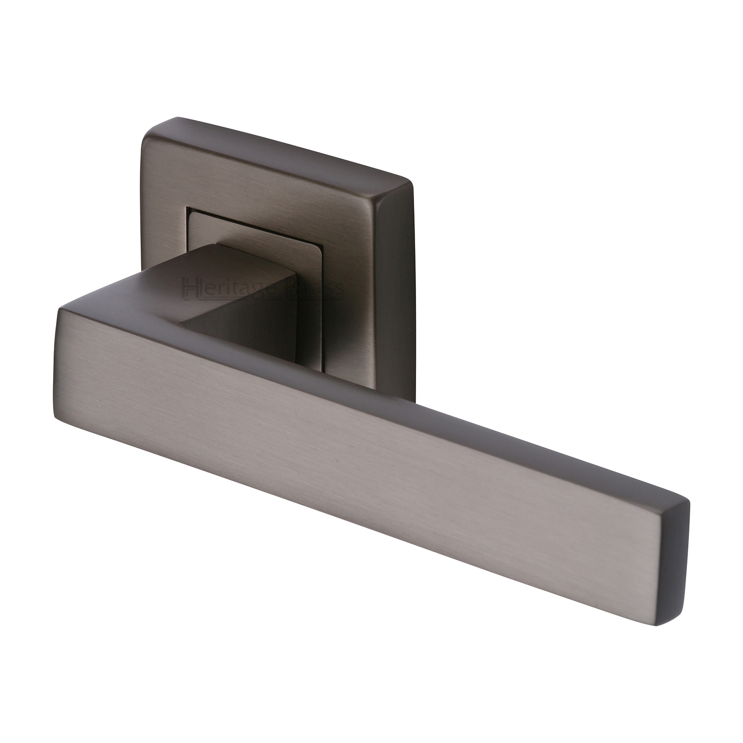 Heritage Brass Door Handle Lever Latch on Square Rose Delta Sq Design