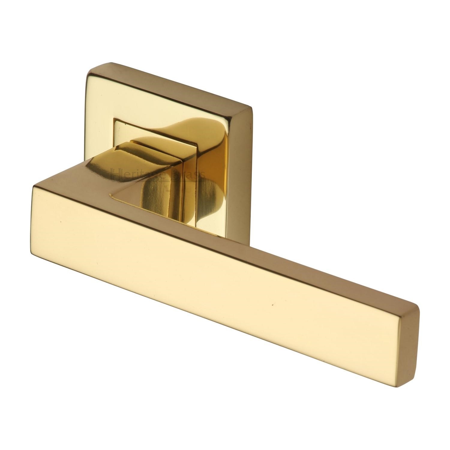Heritage Brass Door Handle Lever Latch on Square Rose Delta Sq Design