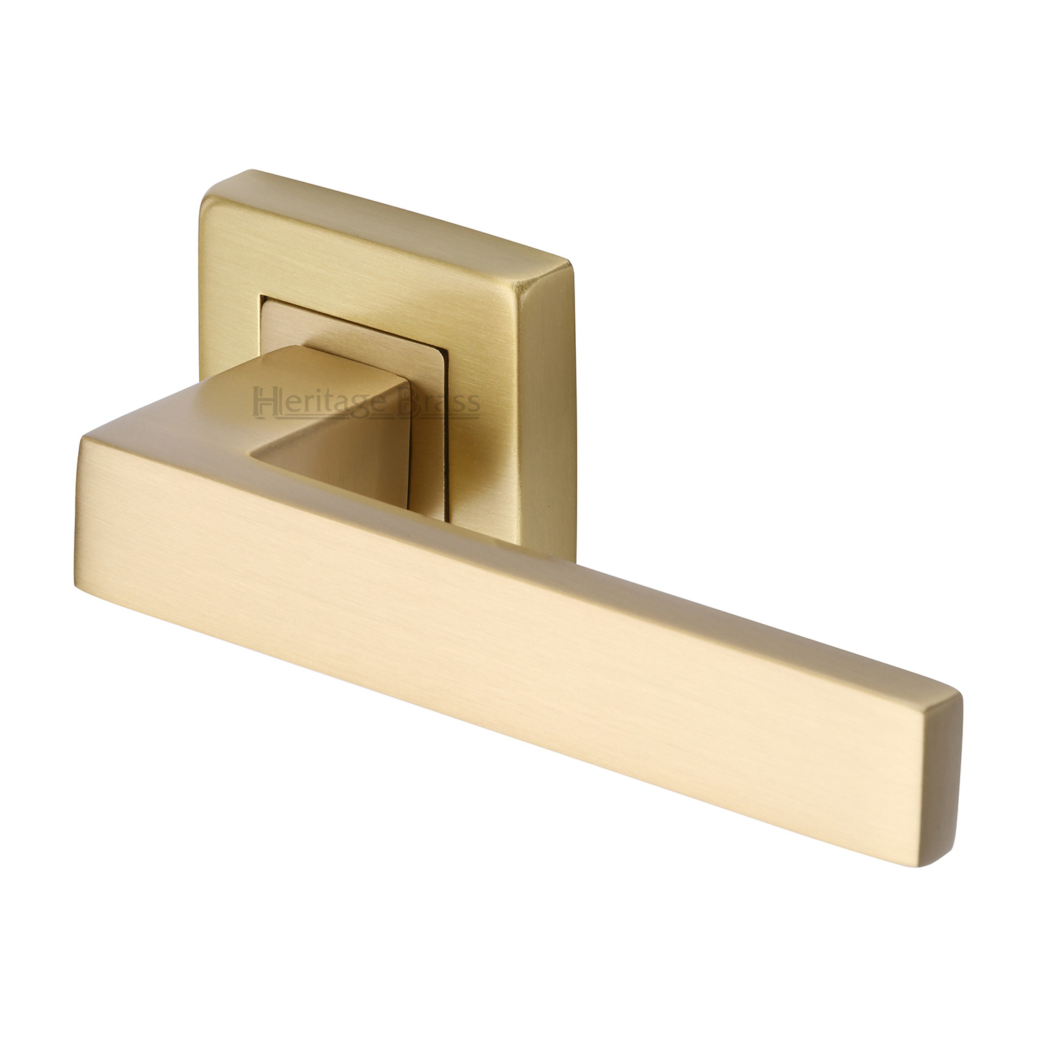 Heritage Brass Door Handle Lever Latch on Square Rose Delta Sq Design