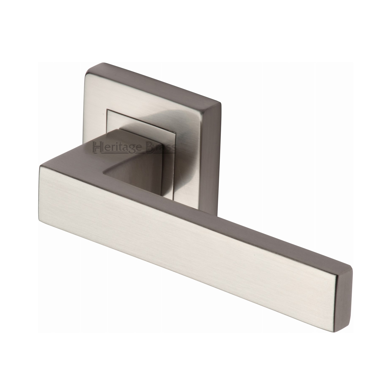 Heritage Brass Door Handle Lever Latch on Square Rose Delta Sq Design