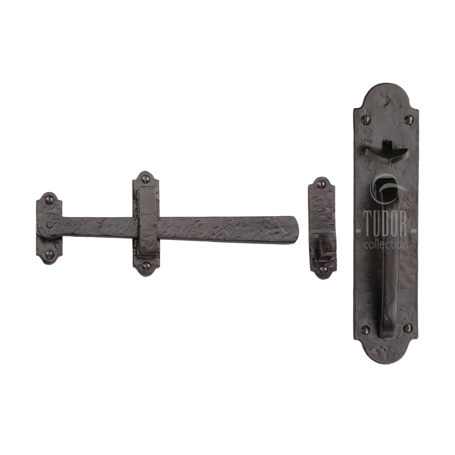 Tudor Gate Latch Black Iron - Ring Diameter 72mm/Latch Length 170mm