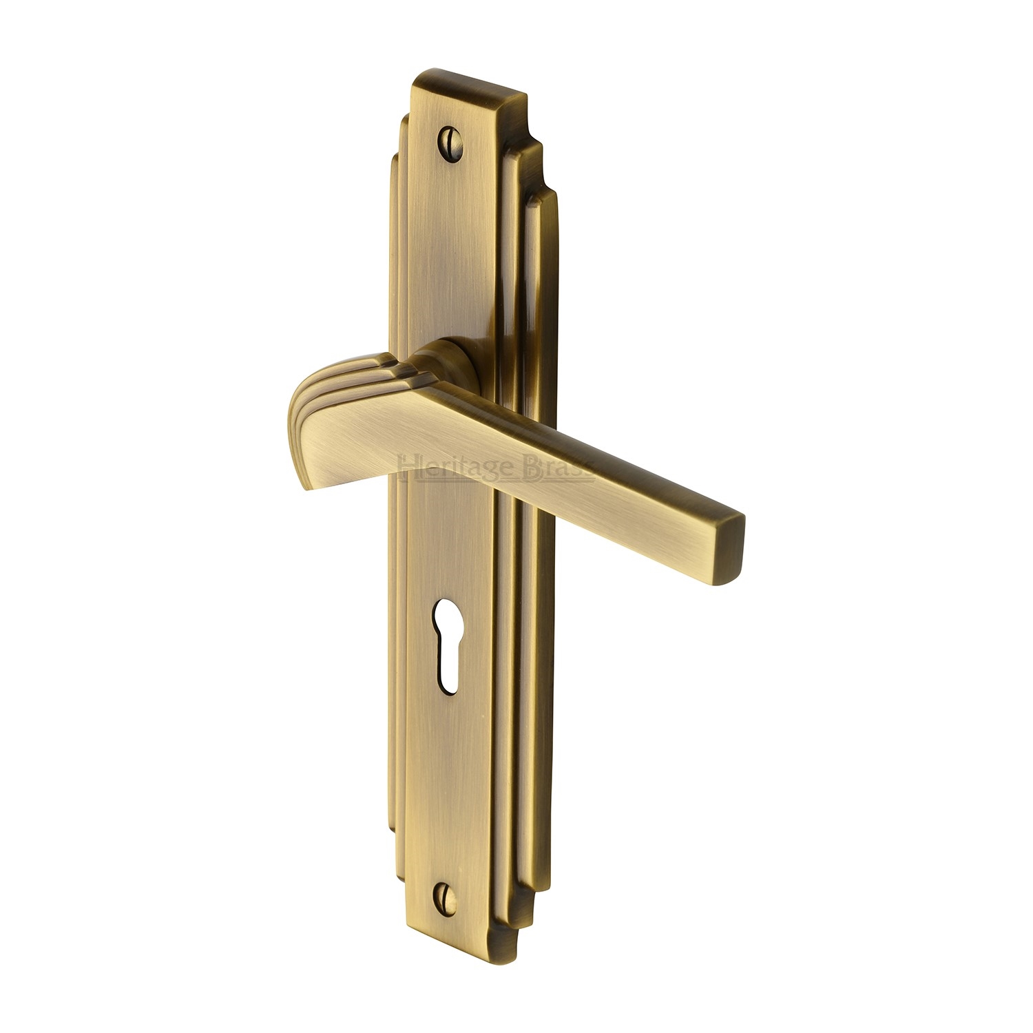 Heritage Brass Door Handle Lever Lock Tiffany Design