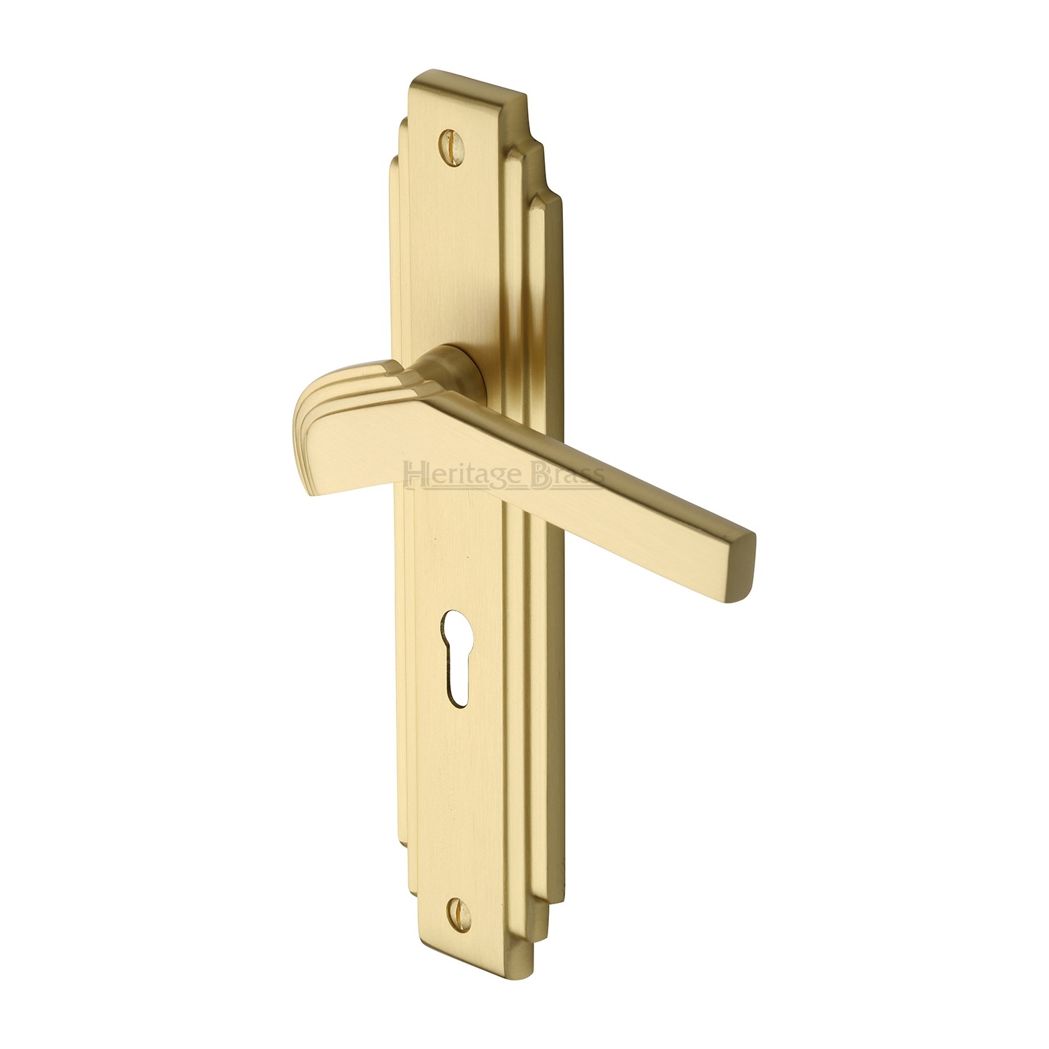 Heritage Brass Door Handle Lever Lock Tiffany Design