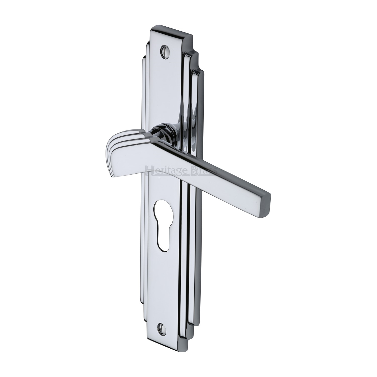 Heritage Brass Door Handle Euro Profile Plate Tiffany Design