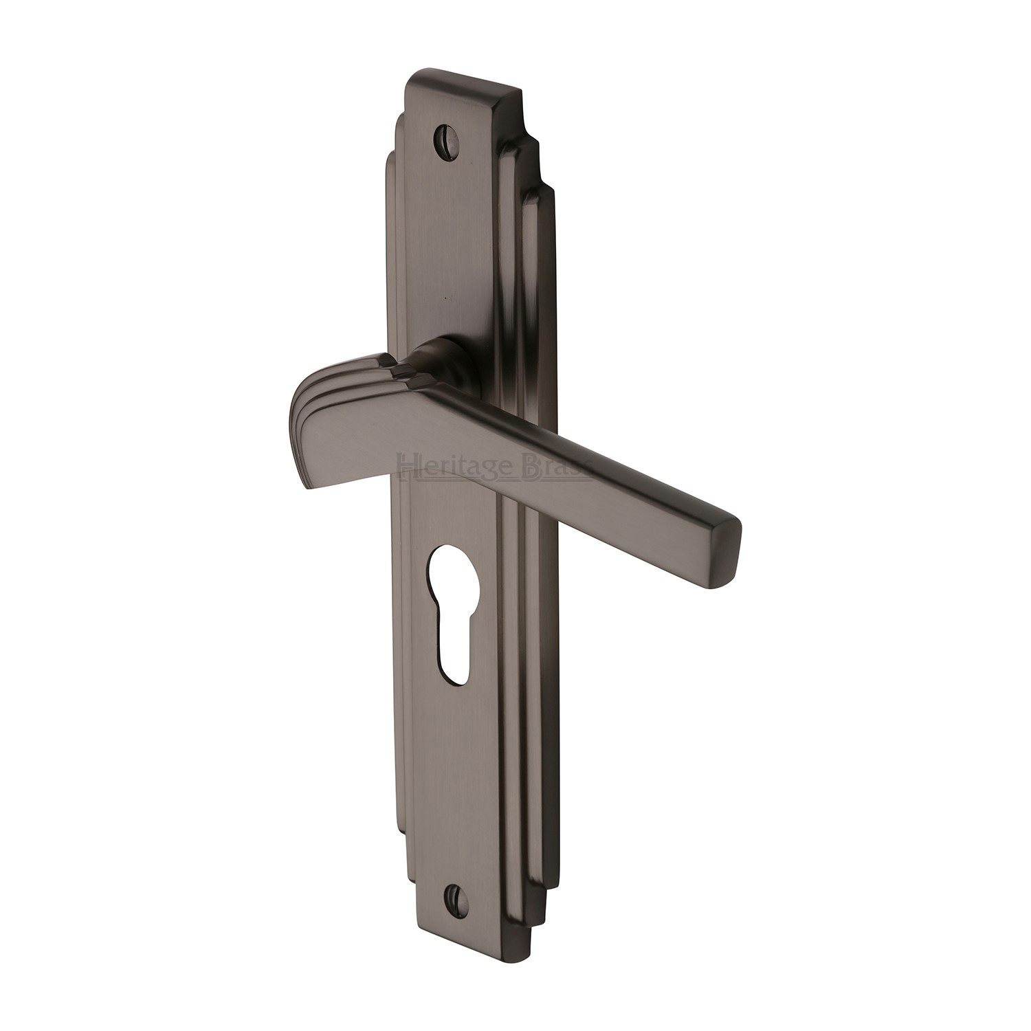 Heritage Brass Door Handle Euro Profile Plate Tiffany Design