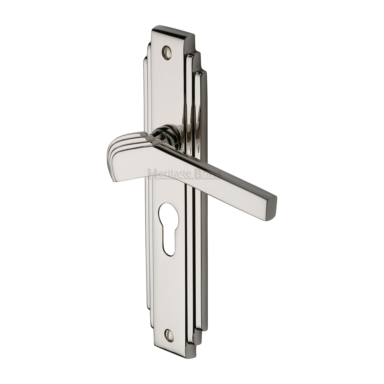 Heritage Brass Door Handle Euro Profile Plate Tiffany Design