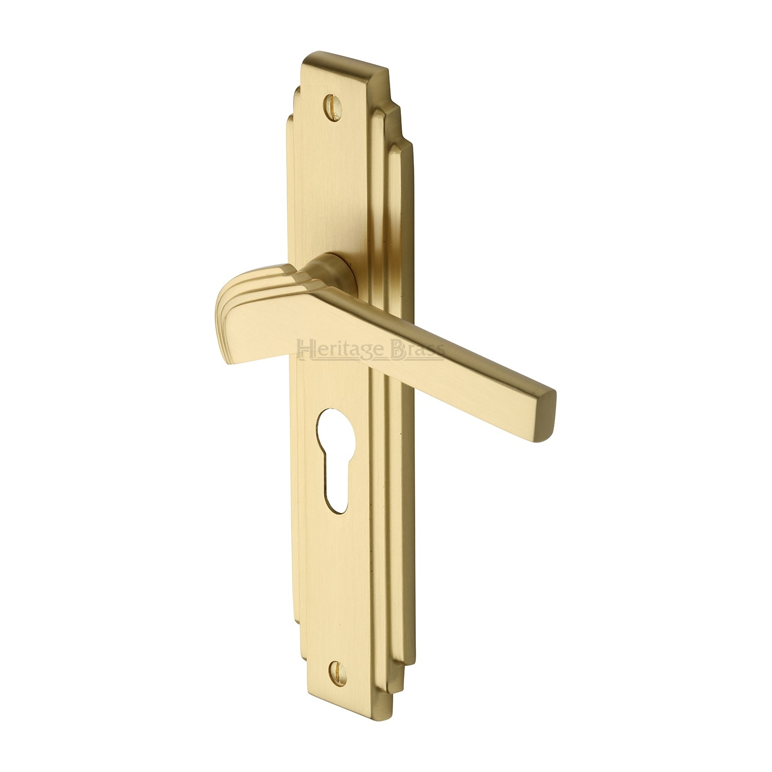 Heritage Brass Door Handle Euro Profile Plate Tiffany Design
