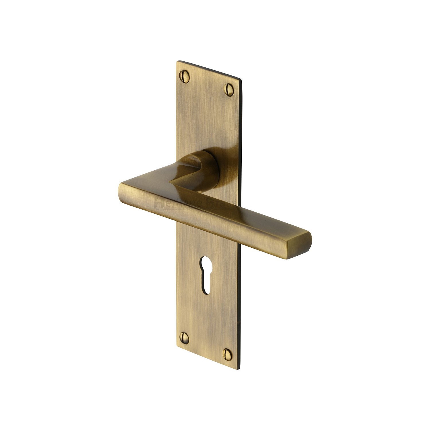 Heritage Brass Door Handle Lever Lock Trident Design