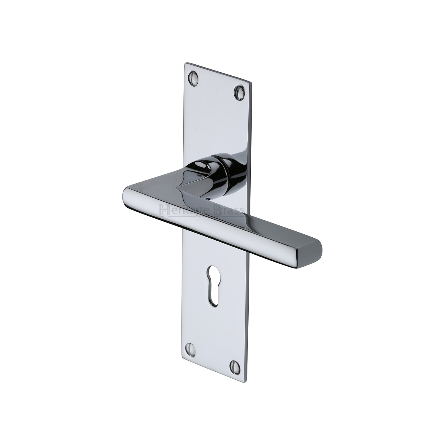 Heritage Brass Door Handle Lever Lock Trident Design
