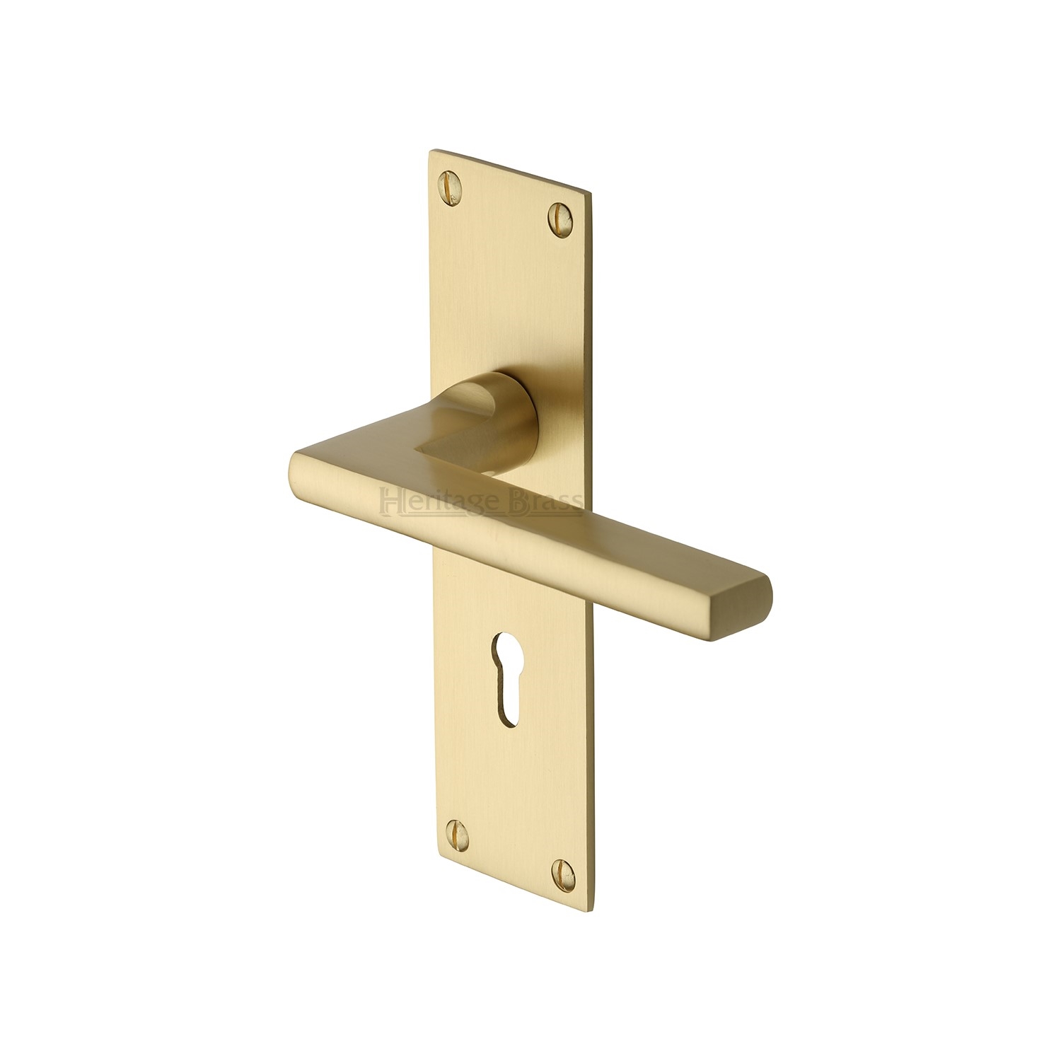 Heritage Brass Door Handle Lever Lock Trident Design
