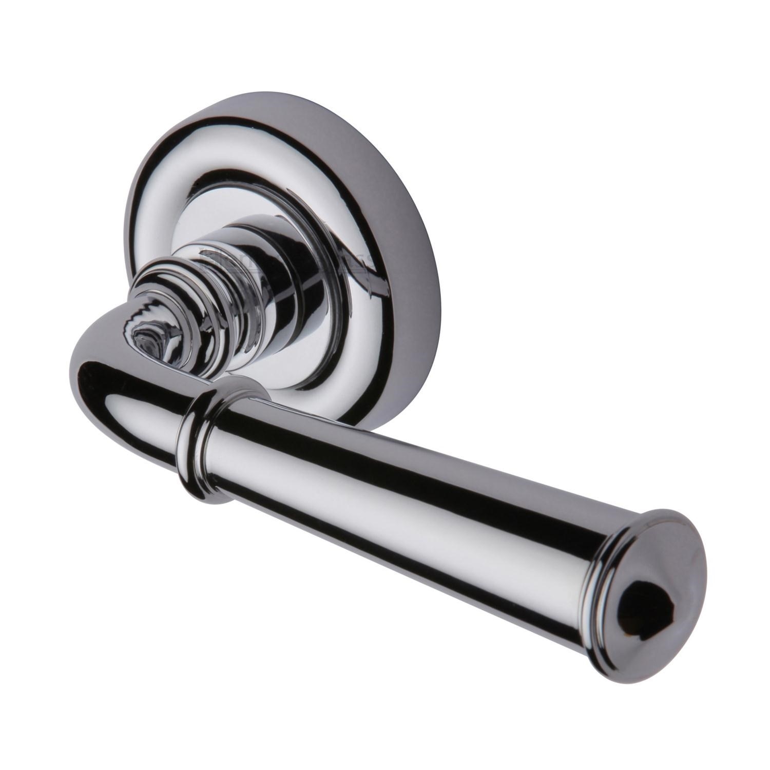 Heritage Brass Door Handle Lever Latch on Round Rose Colonial Design