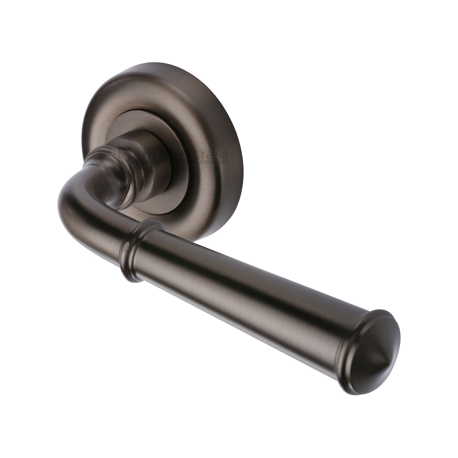 Heritage Brass Door Handle Lever Latch on Round Rose Colonial Design