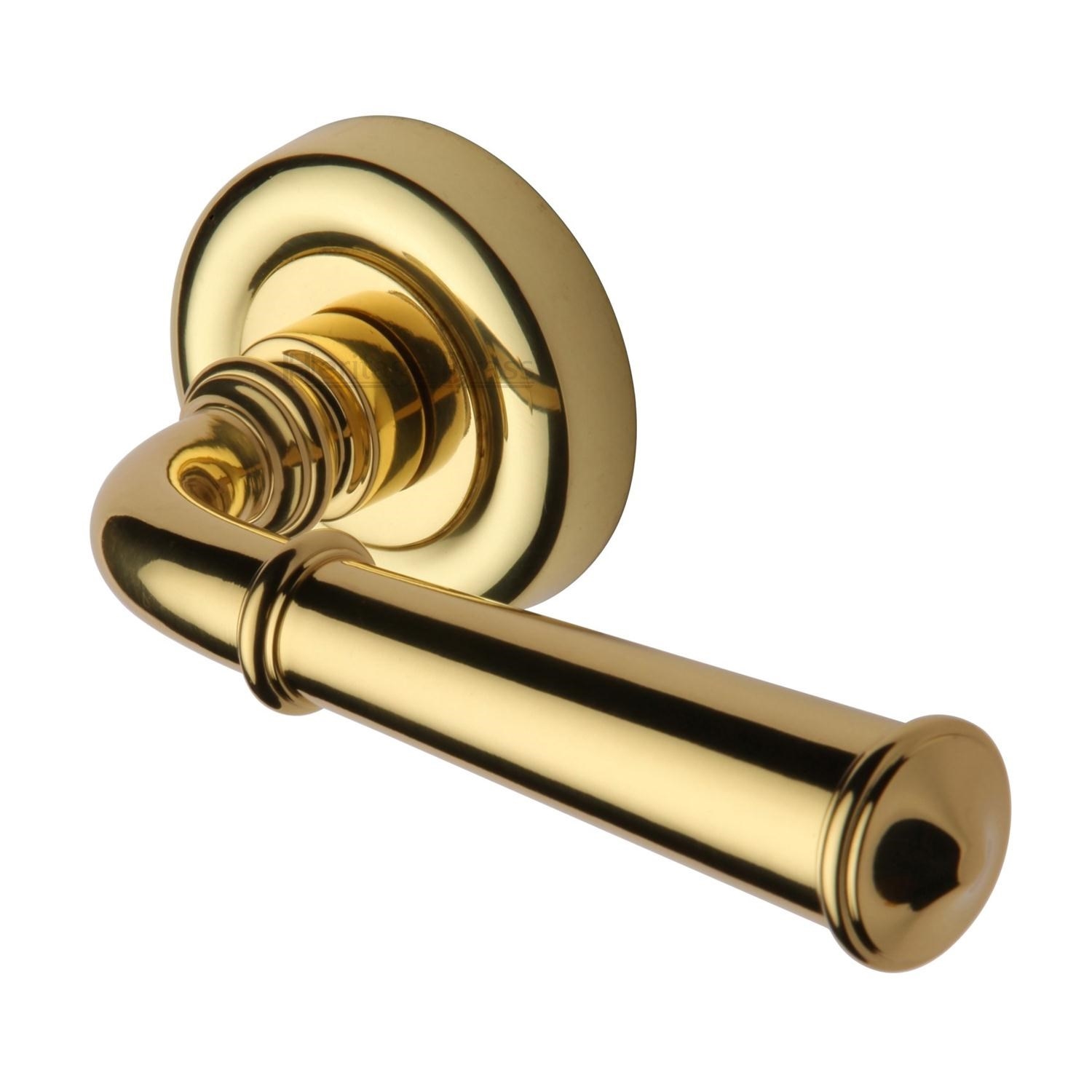 Heritage Brass Door Handle Lever Latch on Round Rose Colonial Design