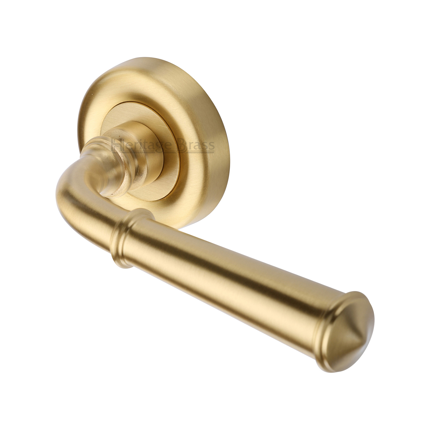 Heritage Brass Door Handle Lever Latch on Round Rose Colonial Design