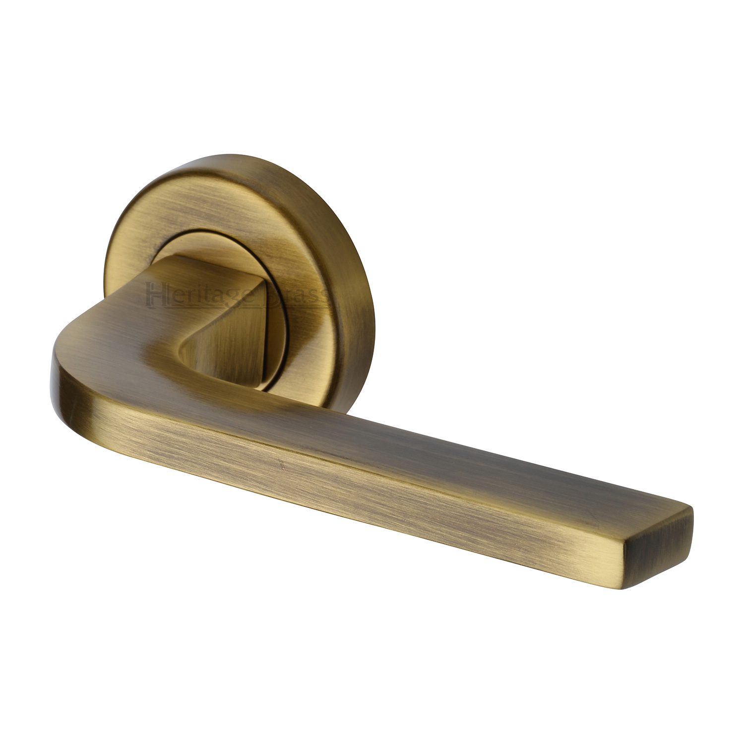 Heritage Brass Door Handle Lever on Rose Bellagio Design