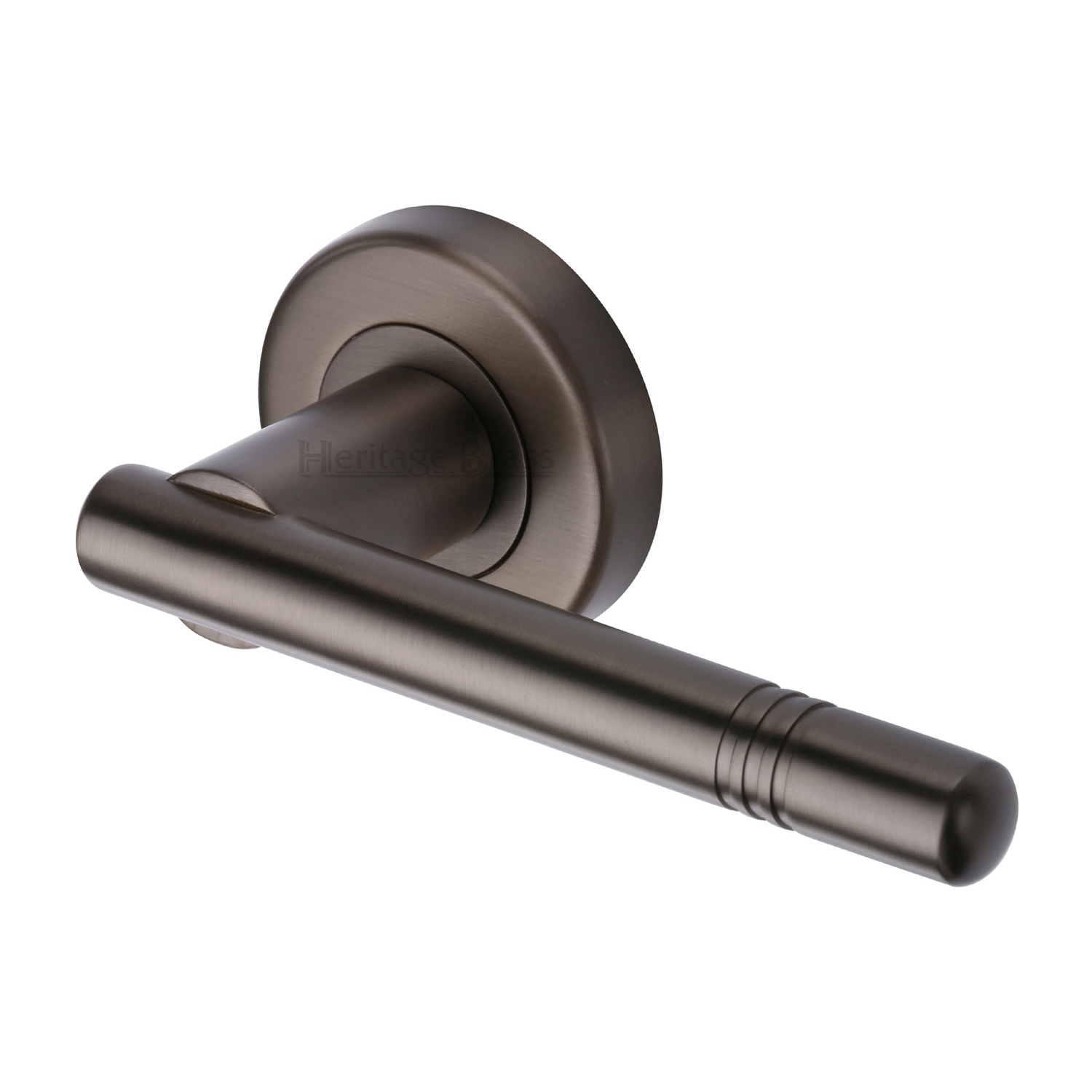 Heritage Brass Door Handle Lever Latch on Round Rose Alicia Design