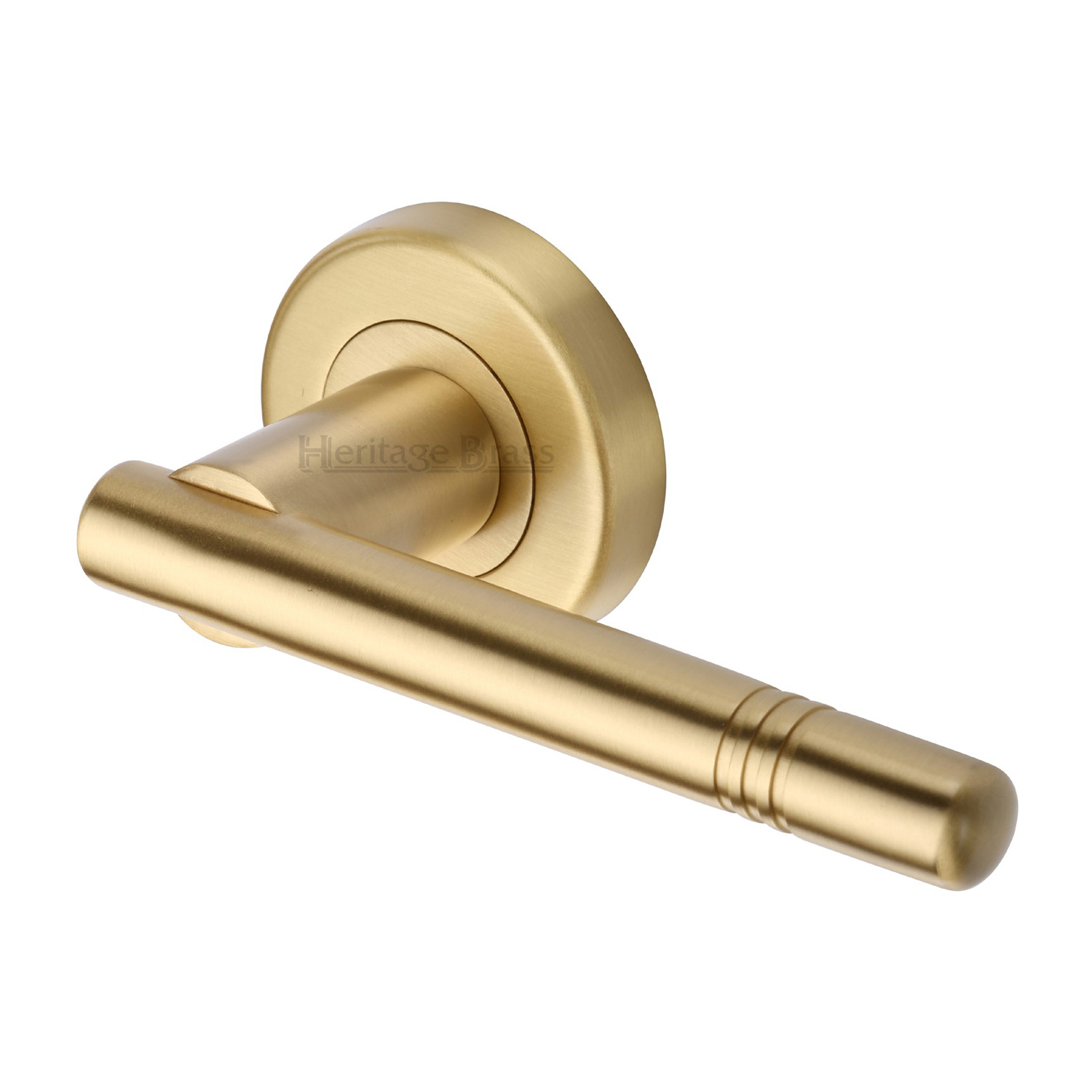 Heritage Brass Door Handle Lever Latch on Round Rose Alicia Design