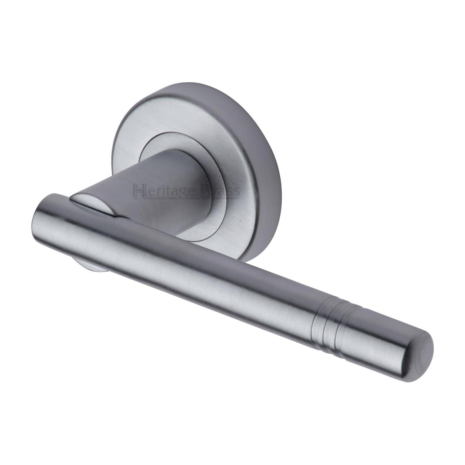 Heritage Brass Door Handle Lever Latch on Round Rose Alicia Design