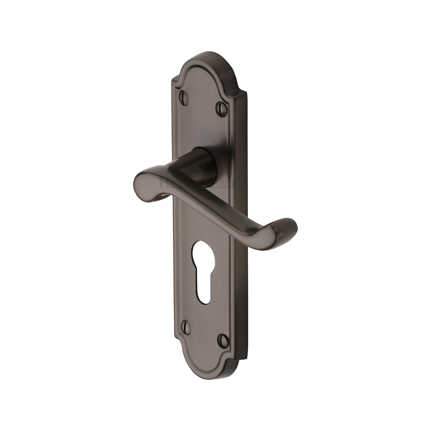 Heritage Brass Door Handle for Euro Profile Plate Meridian Design