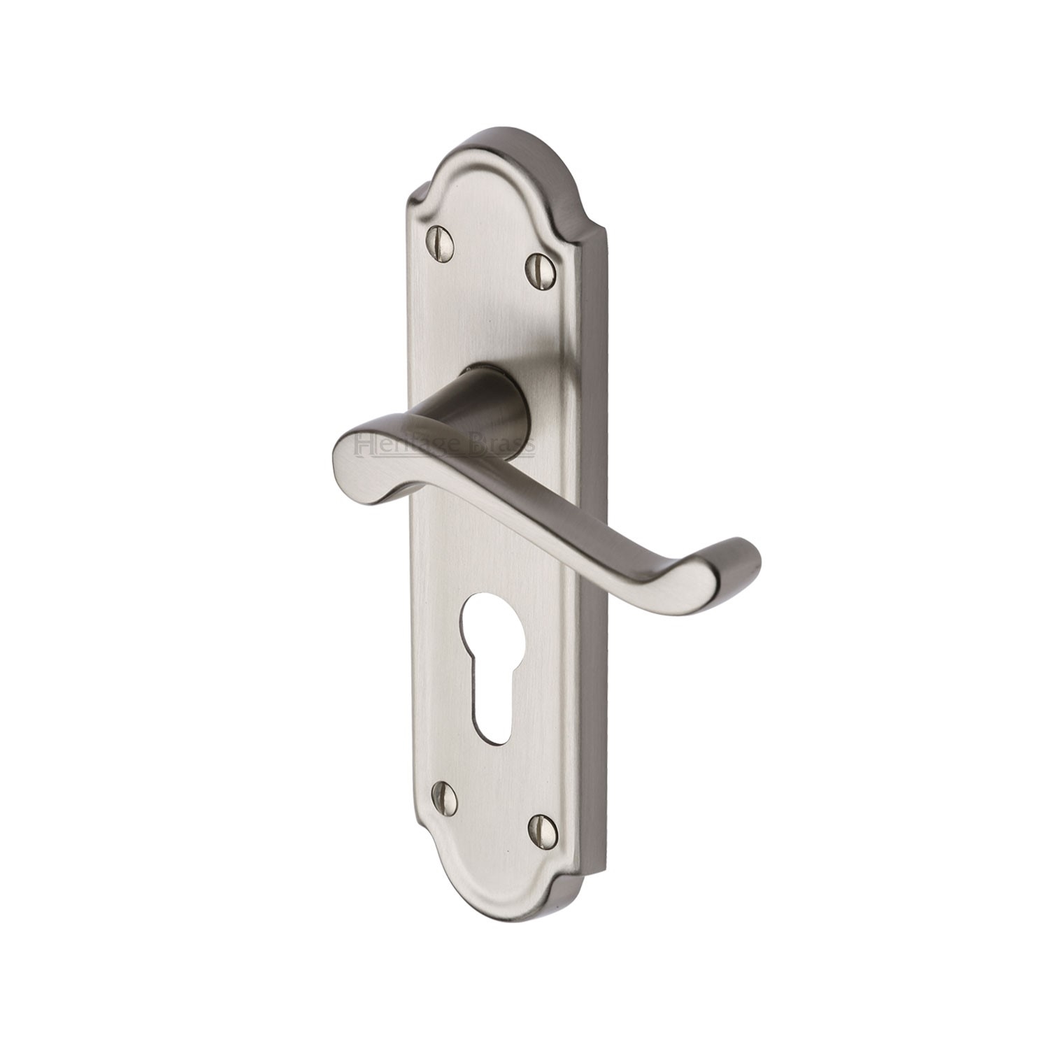 Heritage Brass Door Handle for Euro Profile Plate Meridian Design
