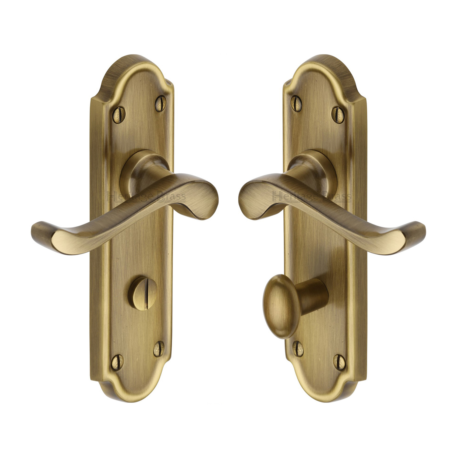 Heritage Brass Door Handle for Bathroom Meridian Design