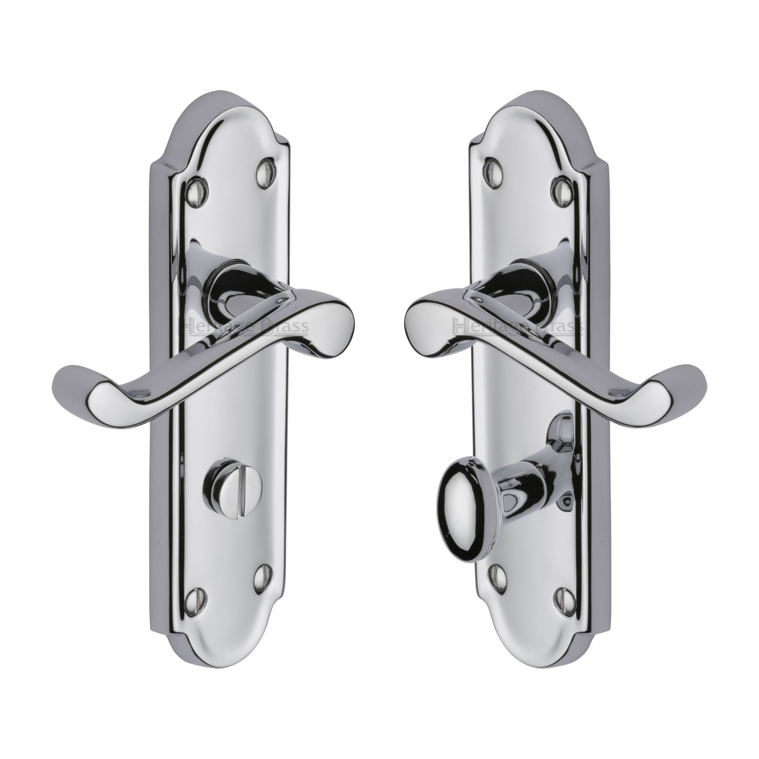 Heritage Brass Door Handle for Bathroom Meridian Design