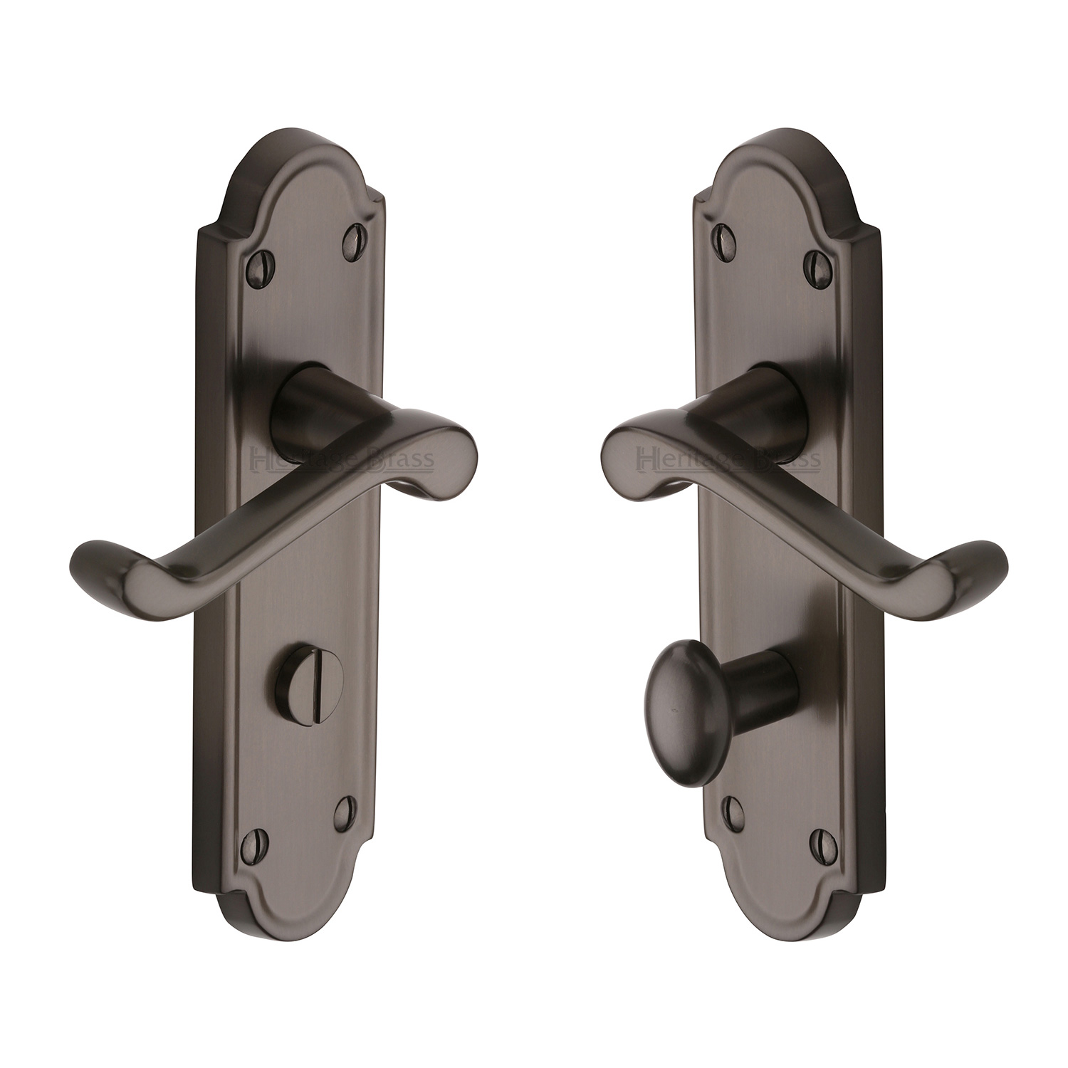 Heritage Brass Door Handle for Bathroom Meridian Design