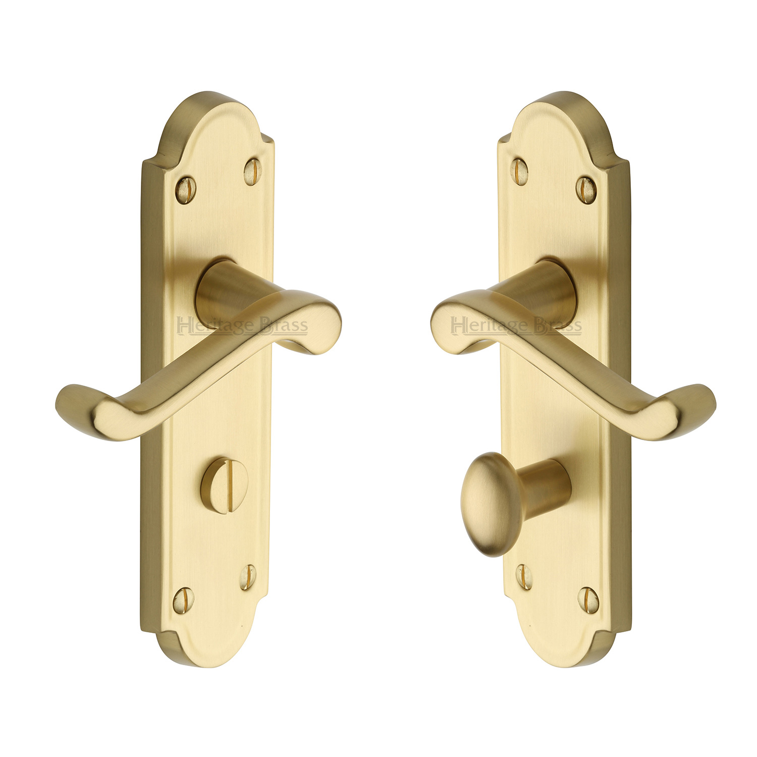 Heritage Brass Door Handle for Bathroom Meridian Design