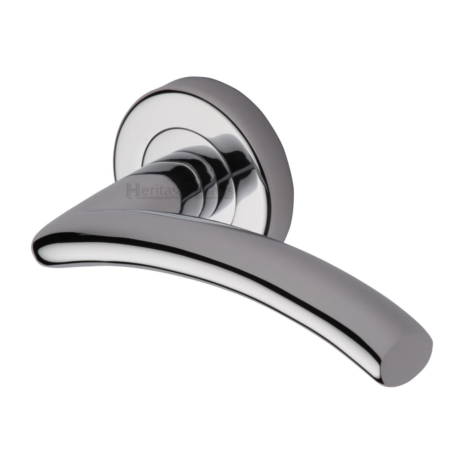Heritage Brass Door Handle Lever Latch on Round Rose Centaur Design