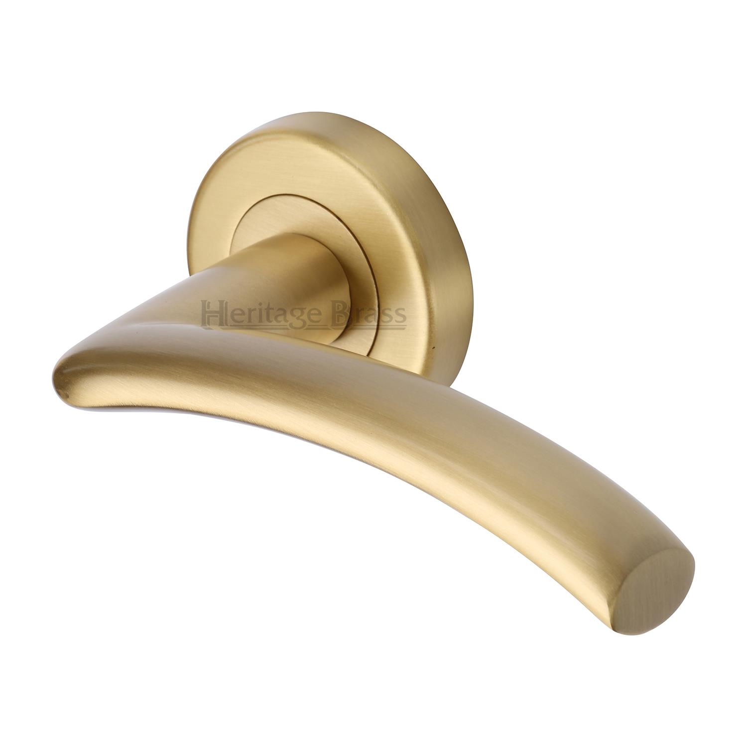 Heritage Brass Door Handle Lever Latch on Round Rose Centaur Design