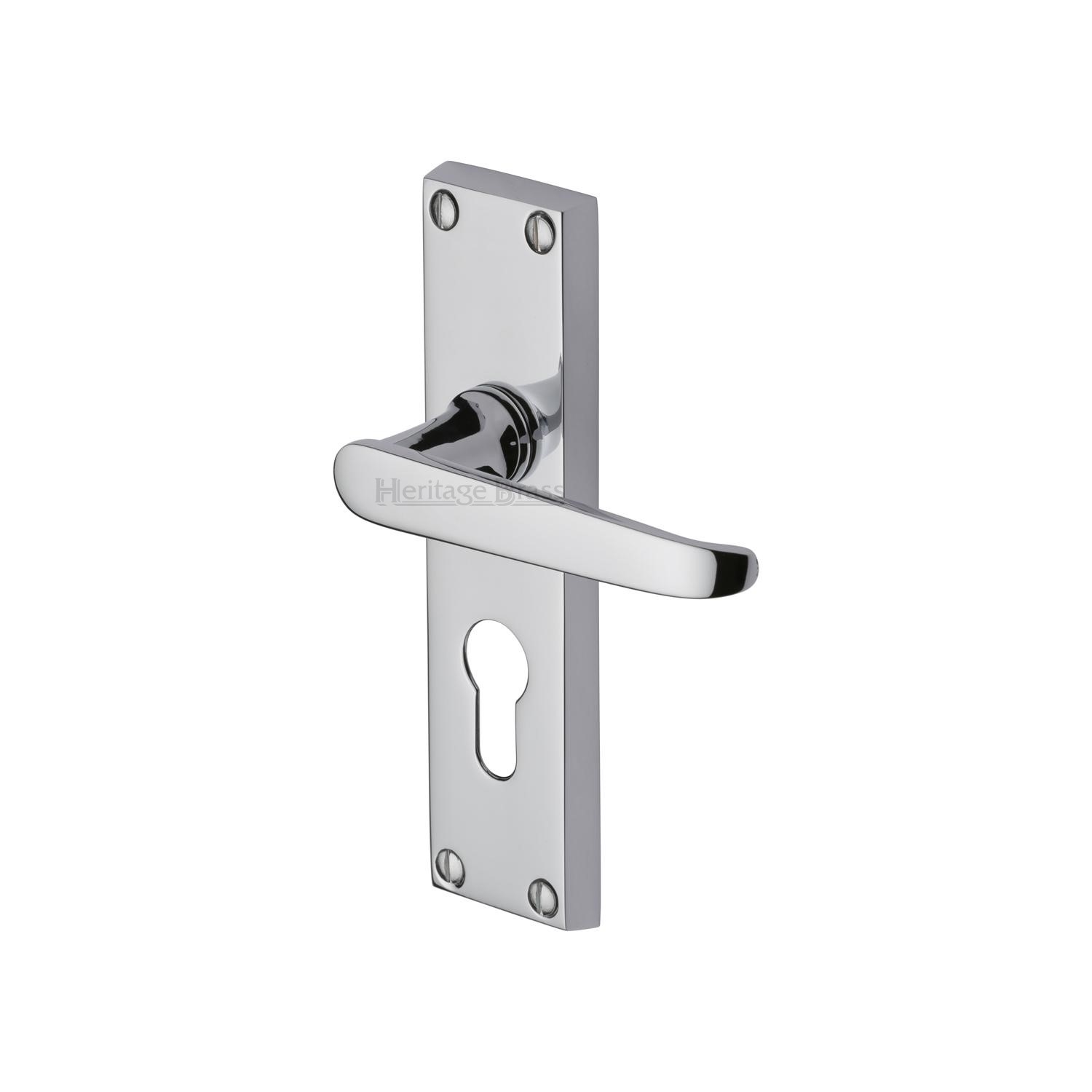 Heritage Brass Door Handle for Euro Profile Plate Victoria Design