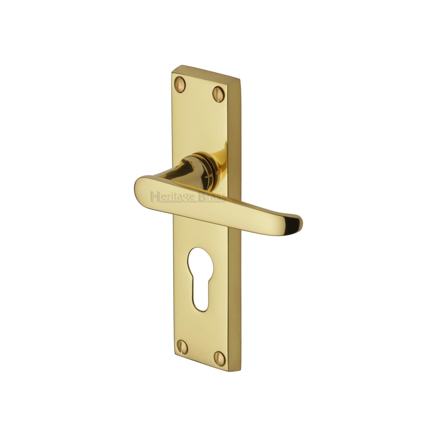Heritage Brass Door Handle for Euro Profile Plate Victoria Design