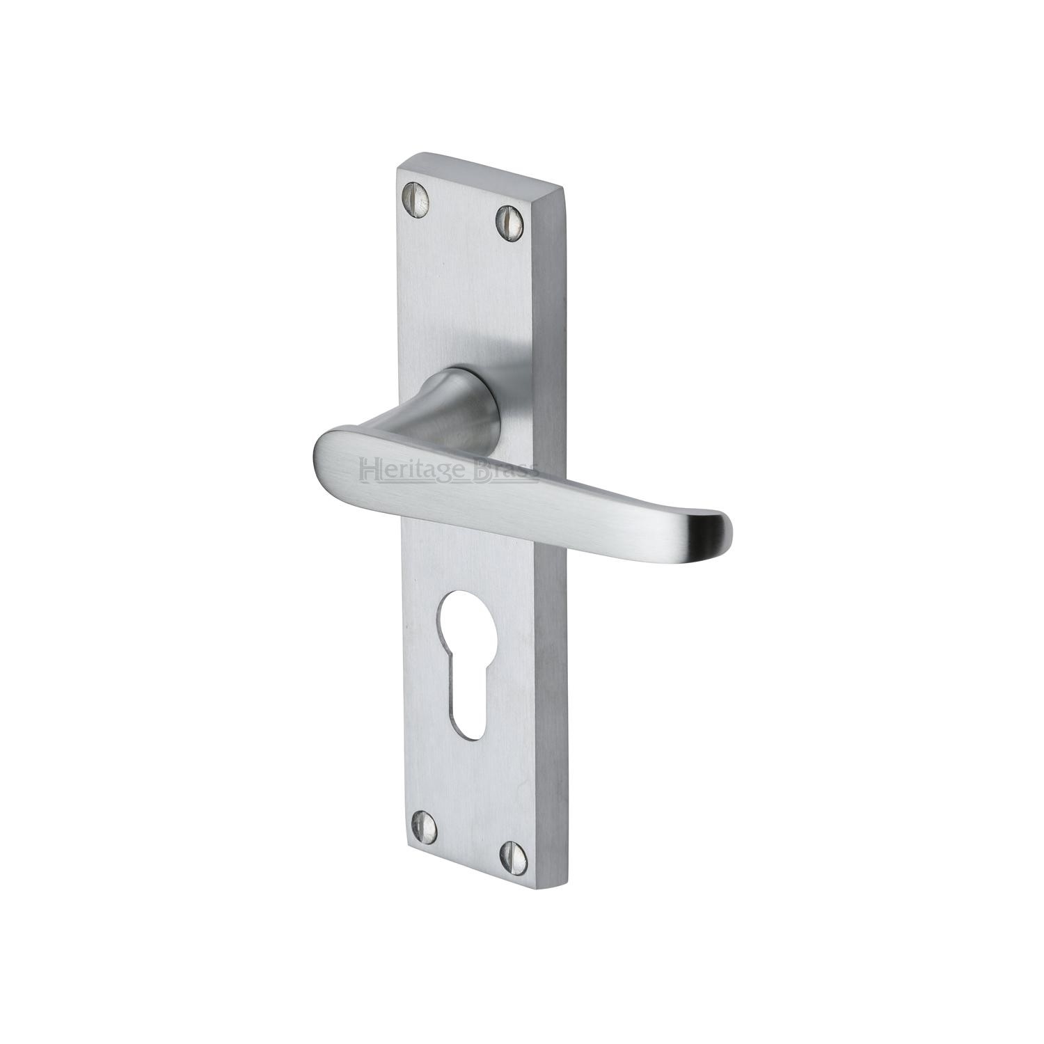 Heritage Brass Door Handle for Euro Profile Plate Victoria Design