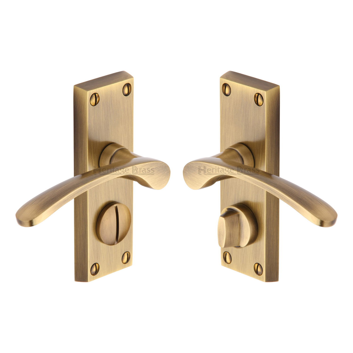 Heritage Brass Door Handle for Privacy Set Sophia Short Design