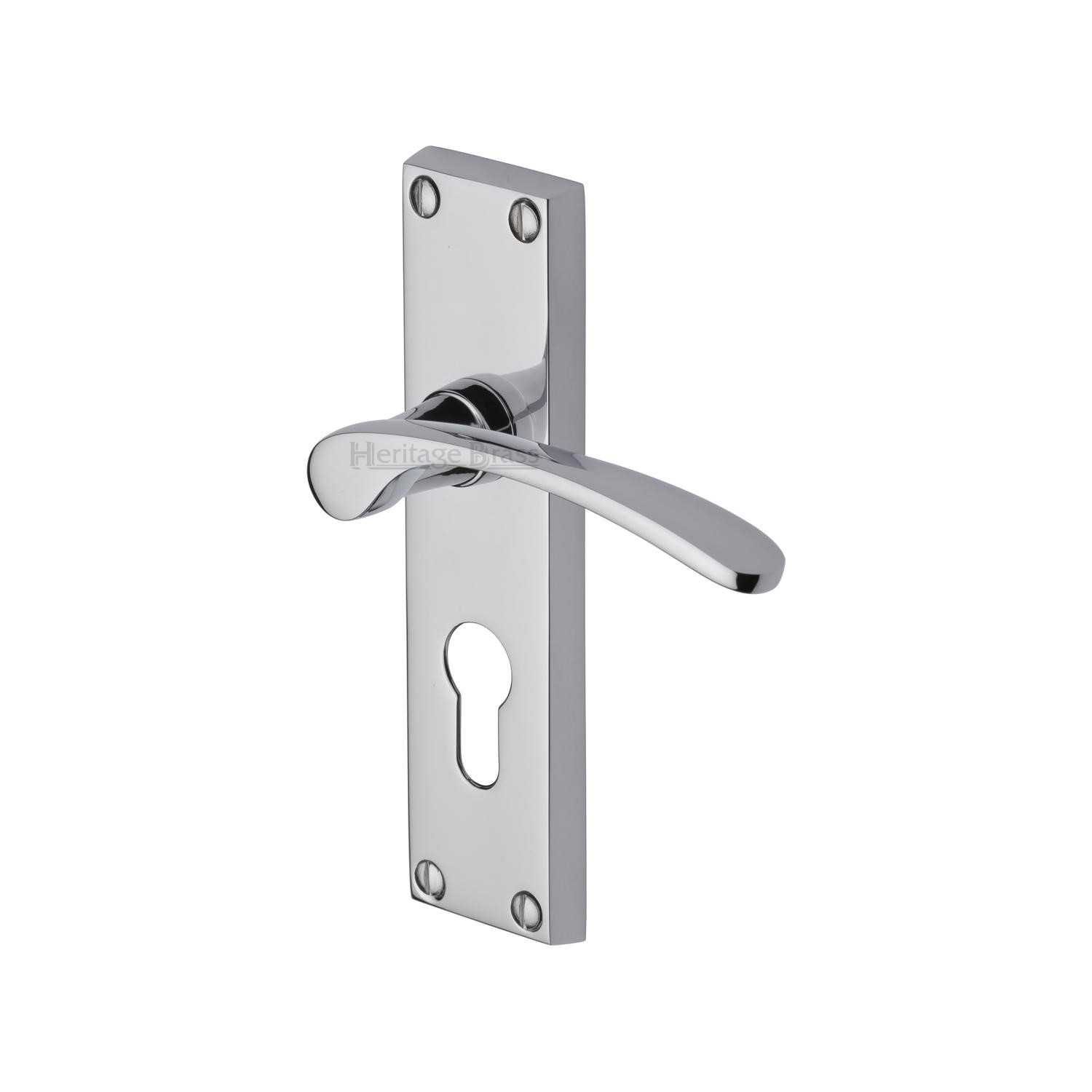 Heritage Brass Door Handle for Euro Profile Plate Sophia Design