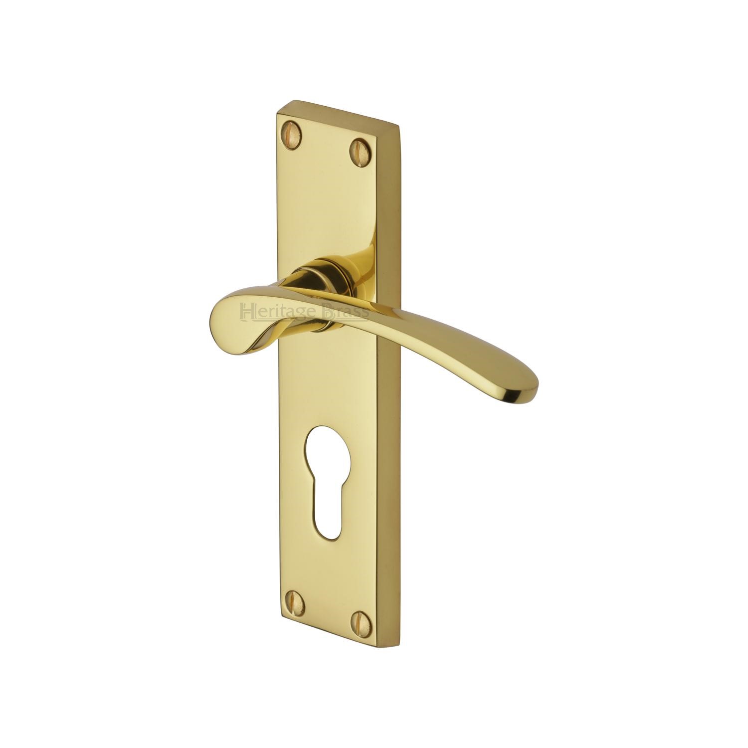 Heritage Brass Door Handle for Euro Profile Plate Sophia Design
