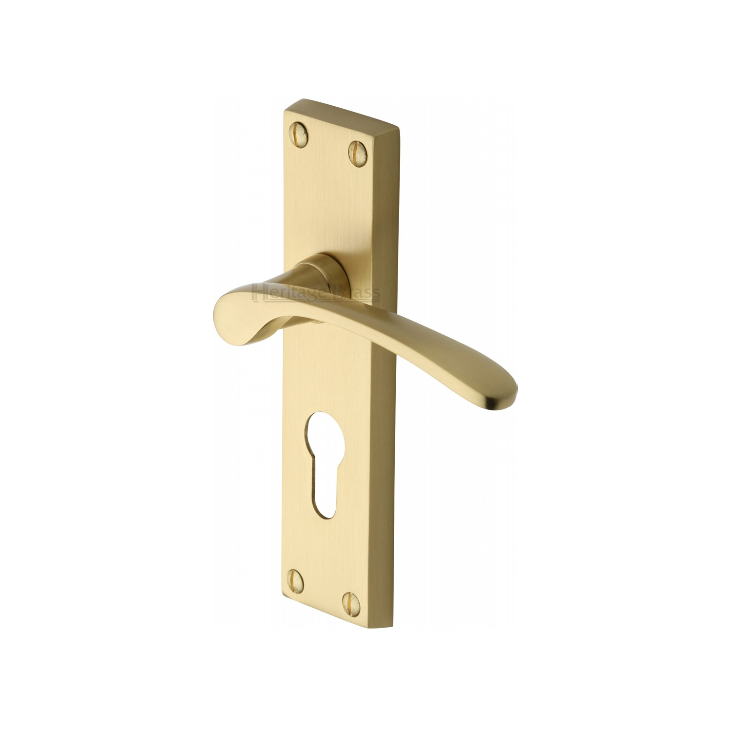 Heritage Brass Door Handle for Euro Profile Plate Sophia Design
