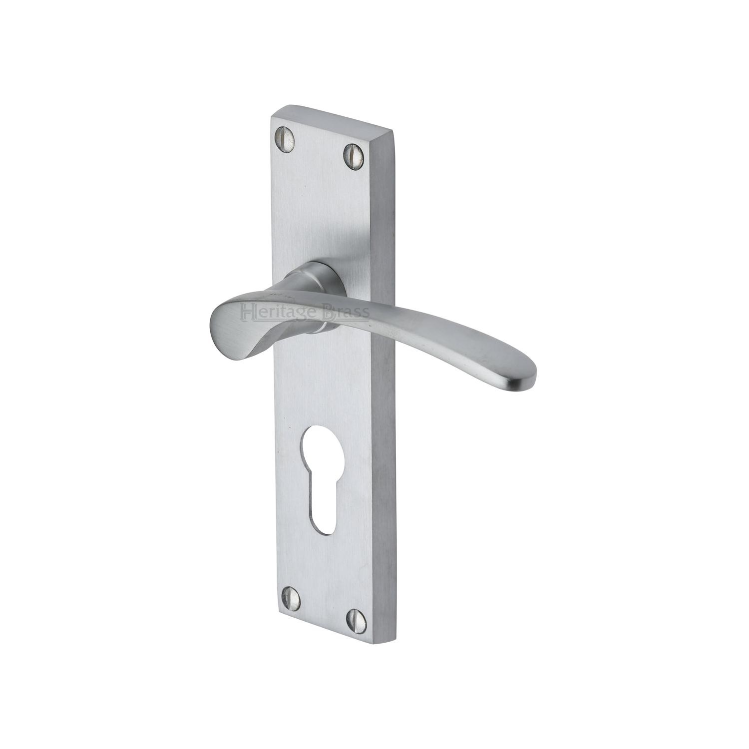 Heritage Brass Door Handle for Euro Profile Plate Sophia Design