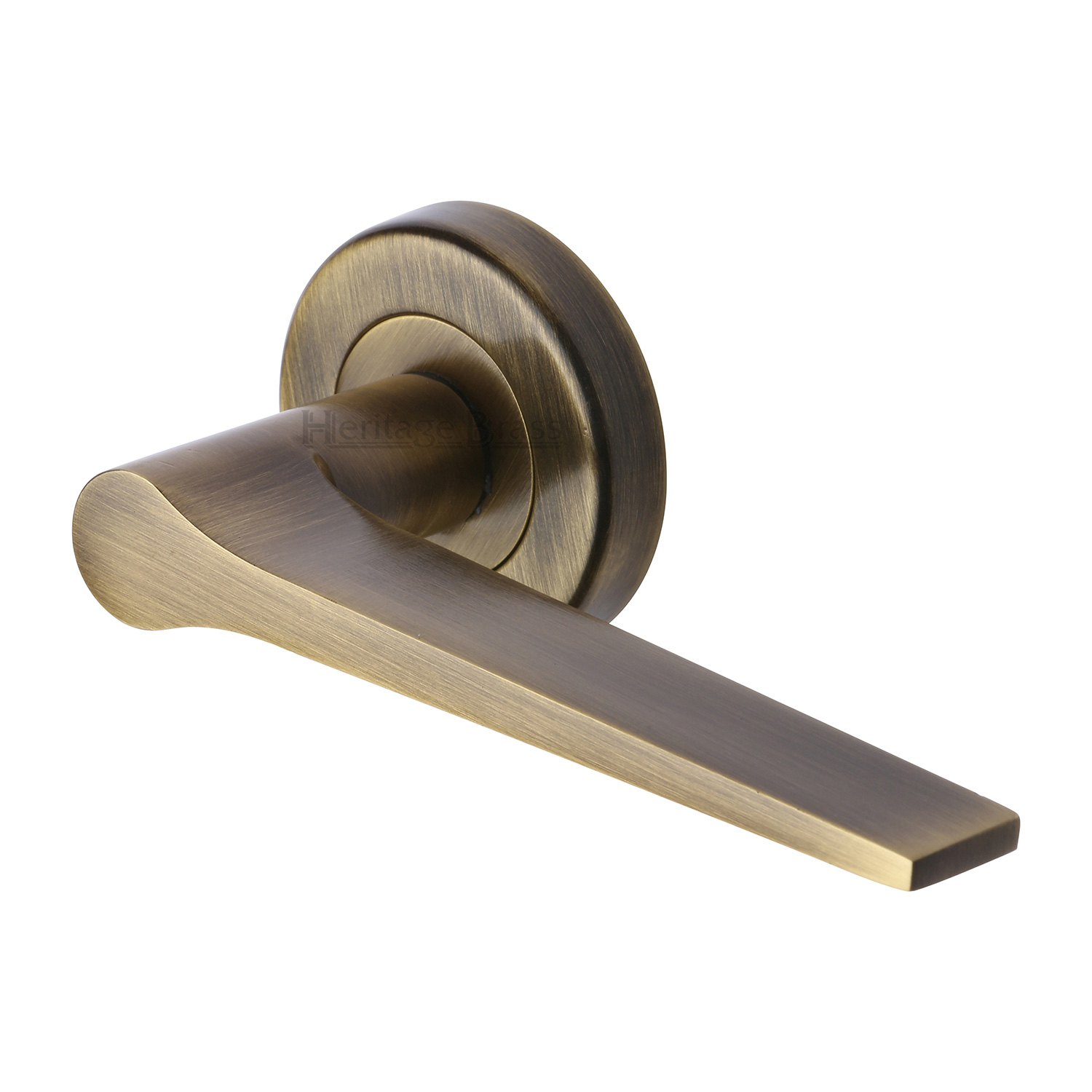 Heritage Brass Door Handle Lever on Rose Gio Design