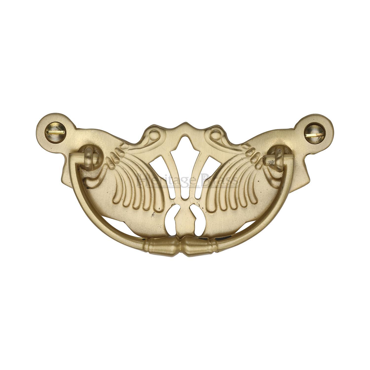 Heritage Brass Cabinet Pull Ornate Plate Design