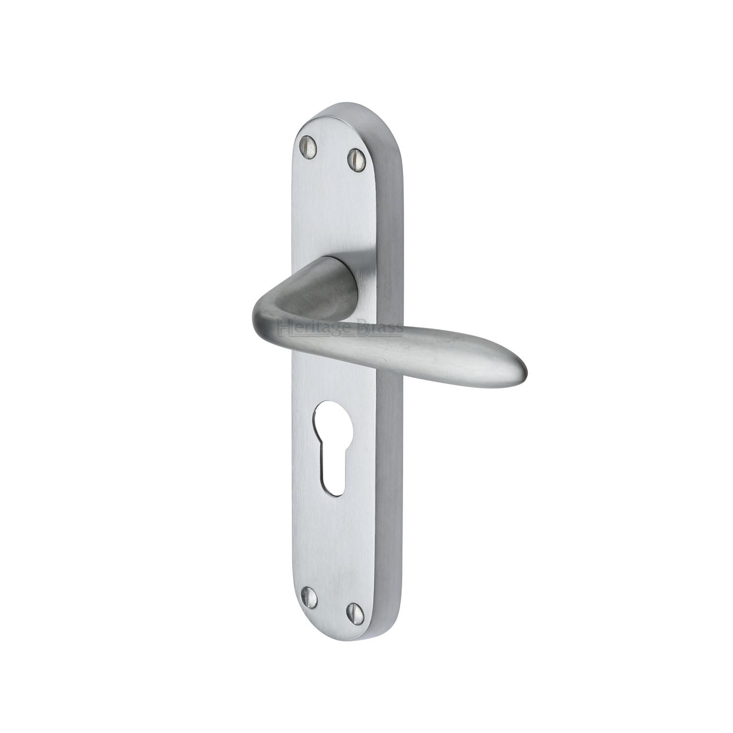 Heritage Brass Door Handle for Euro Profile Plate Sutton Design