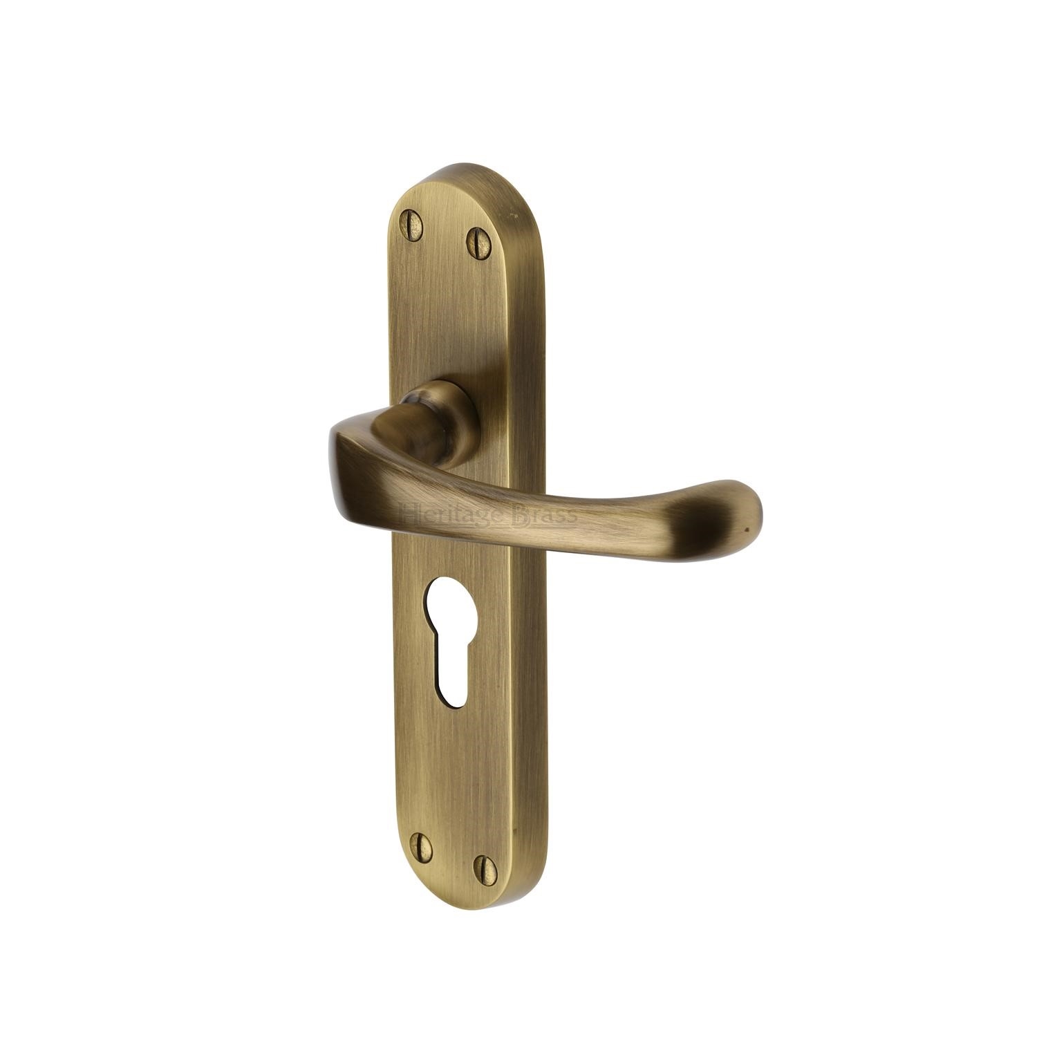 Heritage Brass Door Handle for Euro Profile Plate Gloucester Design