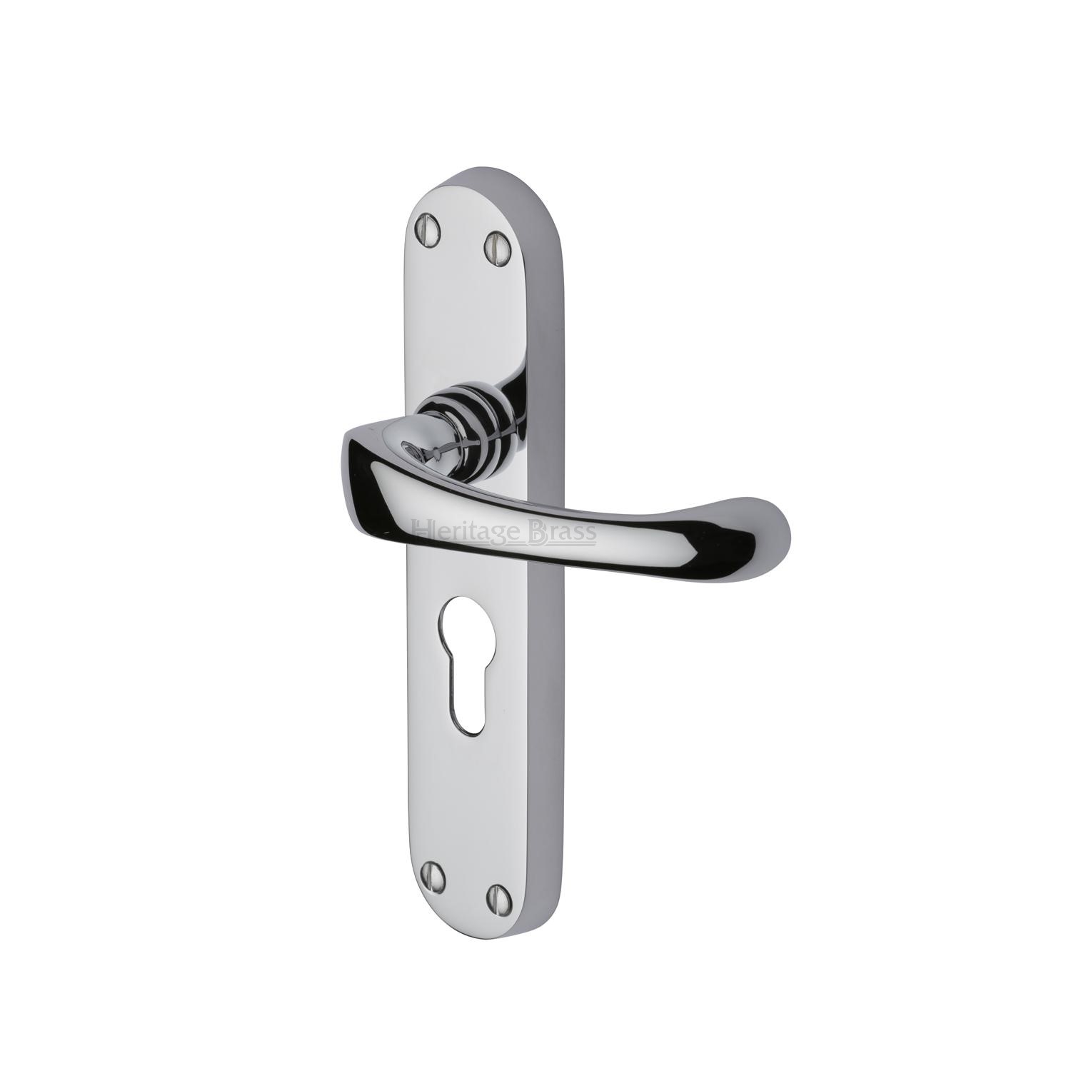 Heritage Brass Door Handle for Euro Profile Plate Gloucester Design