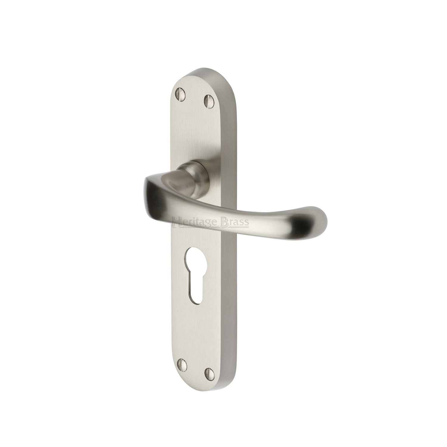 Heritage Brass Door Handle for Euro Profile Plate Gloucester Design