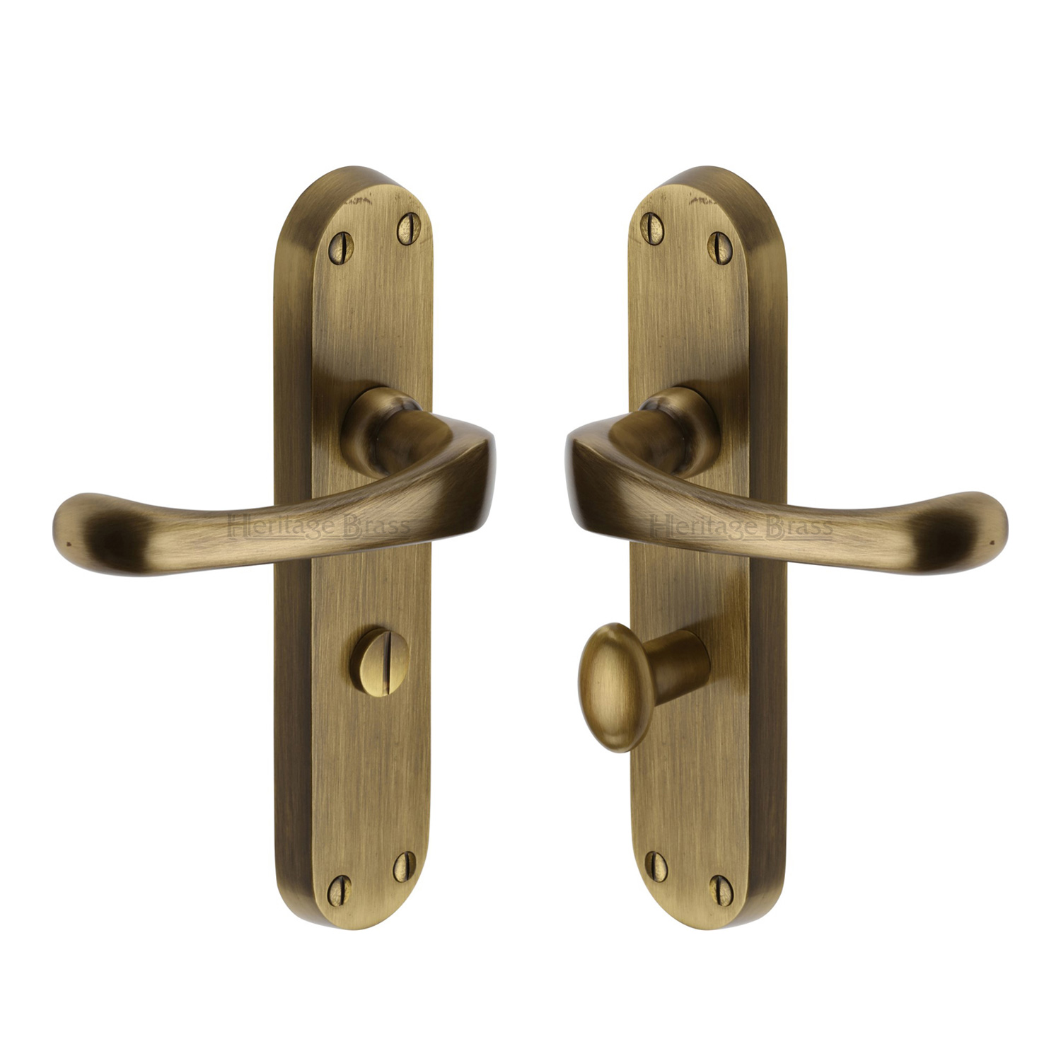 Heritage Brass Door Handle for Bathroom Gloucester Design