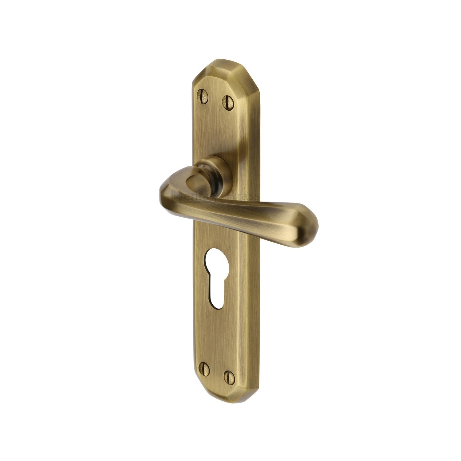 Heritage Brass Door Handle for Euro Profile Plate Charlbury Design